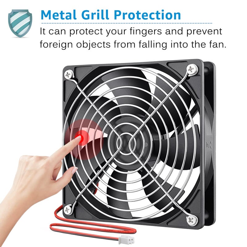 GDSTIME Dual Ball Bearings 120mm x 120mm x 25mm 5 inch 12v Brushless DC Cooling Exhaust Fan, For Desktop - Image 4